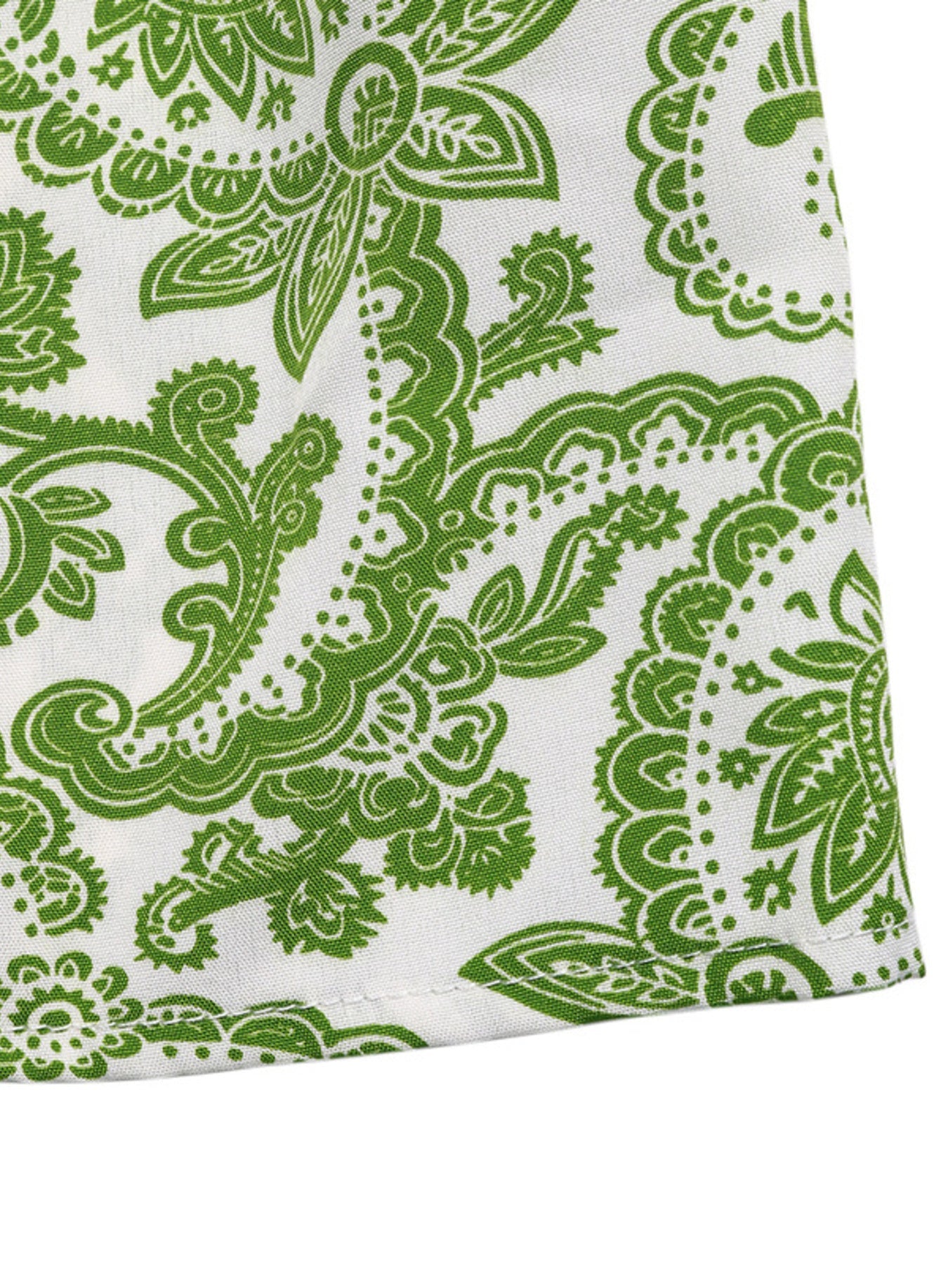 Women's Flowy Green & White Paisley Print Smocked Maxi Skirt