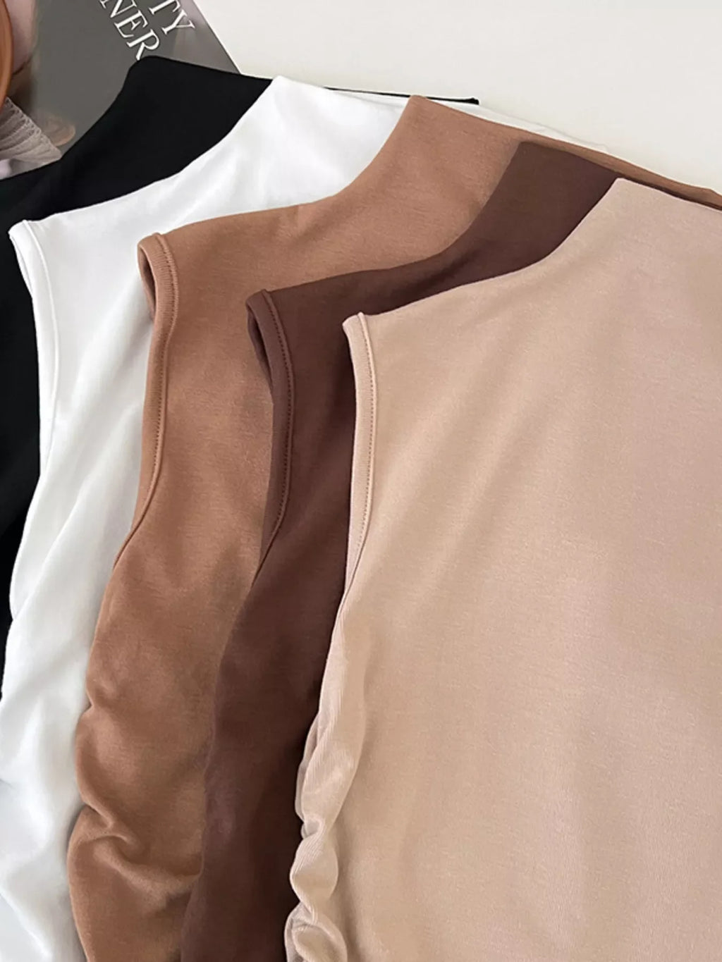 Ruched Mock Neck Sleeveless Tank Top