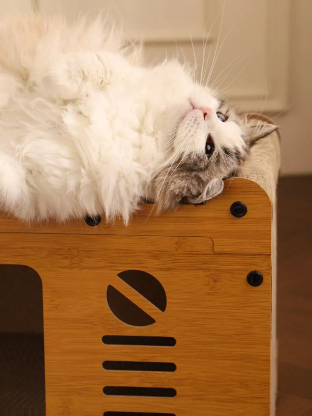 Wooden Cat House with Scratching Pad for Cozy Pet Relaxation
