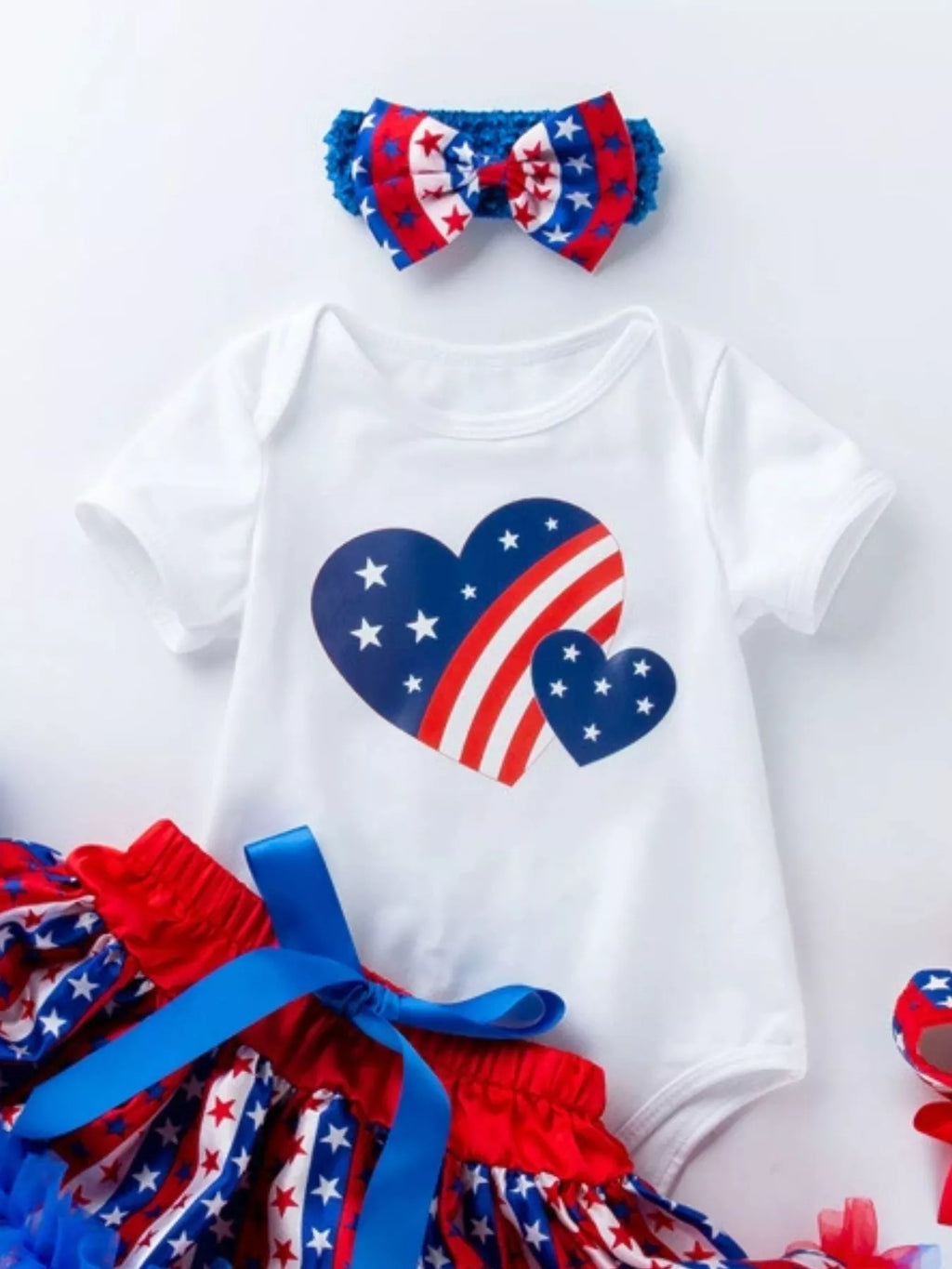 Baby Girl Patriotic 4-Piece Outfit Set with Tutu and Headband