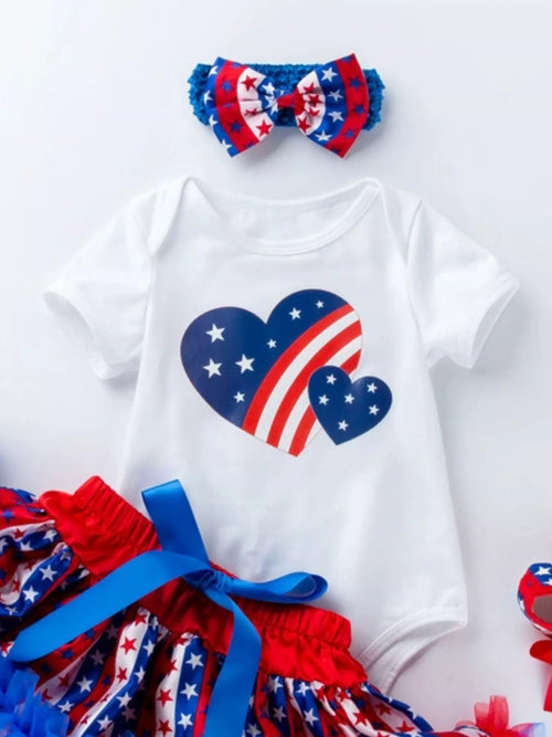 Baby Girl Patriotic 4-Piece Outfit Set with Tutu and Headband