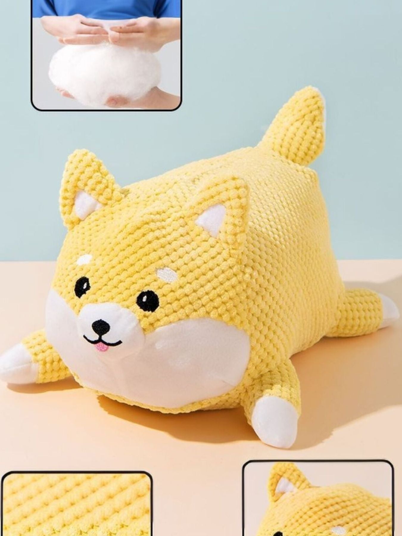 Yellow Textured Squeaky Plush Dog Toy for Engaging Playtime