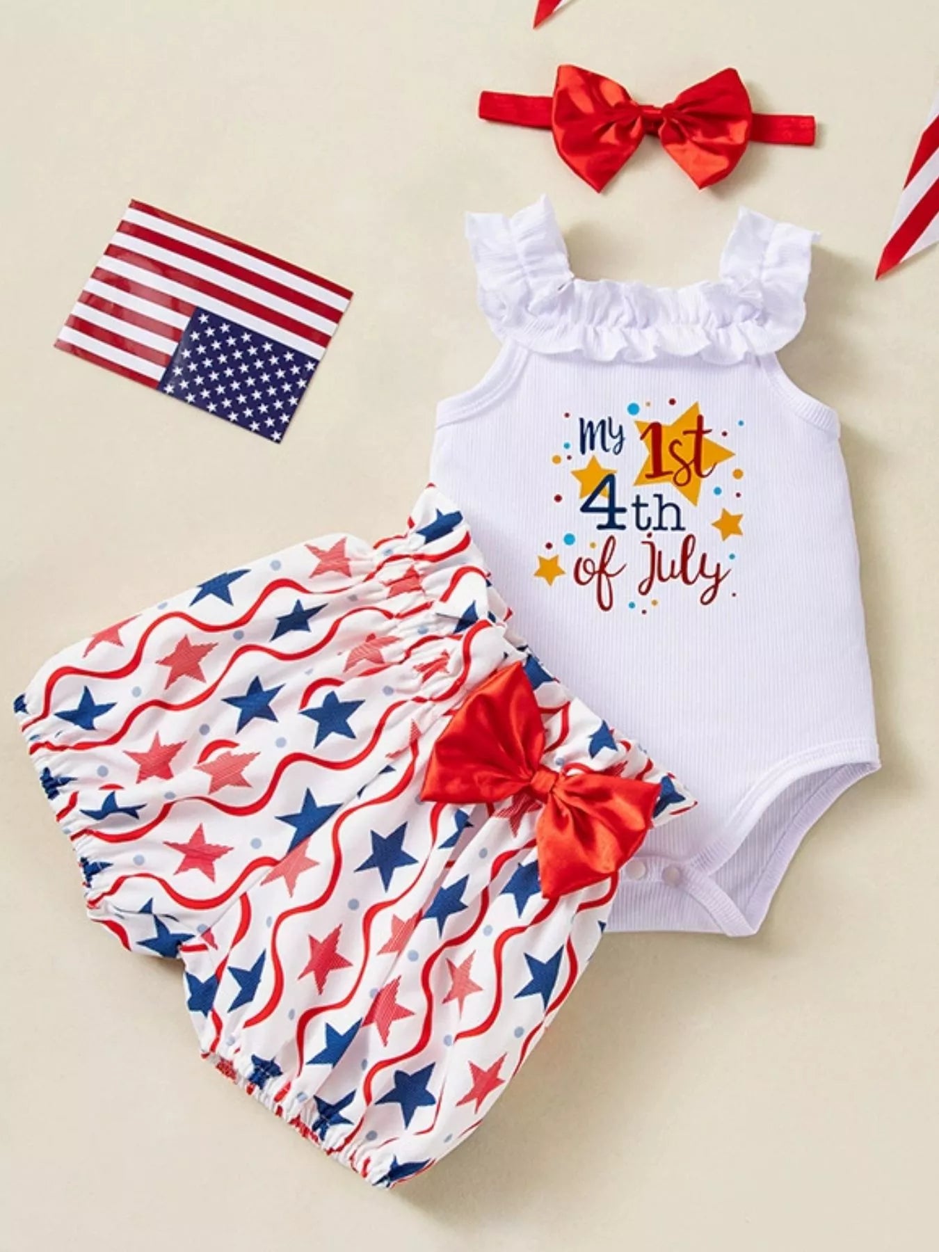 Baby Girls 3-Piece Patriotic First July Outfit Set