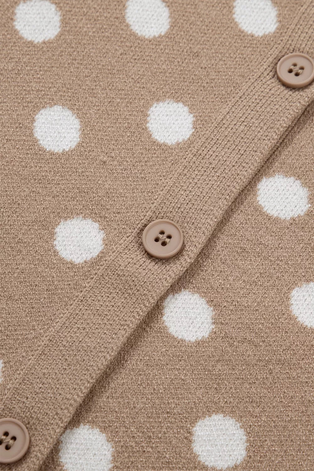Polka Dot Short Sleeve Button Down Knit Cardigan Sweater
