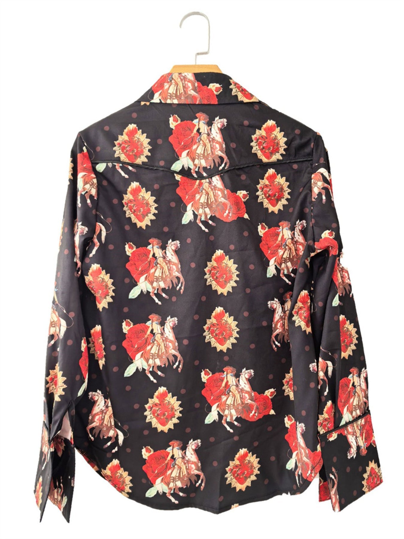 Women's Western Rodeo Print Long Sleeve Button-Up Shirt