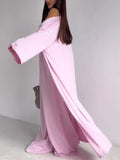 Women Three Piece Tube Top Cardigan and Wide Leg Pants Set