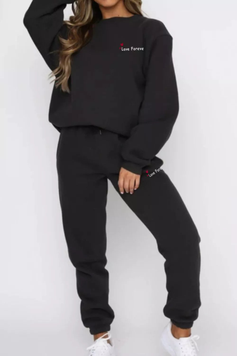 Women's Chocolate Brown Round Neck Sweatshirt and Joggers Set