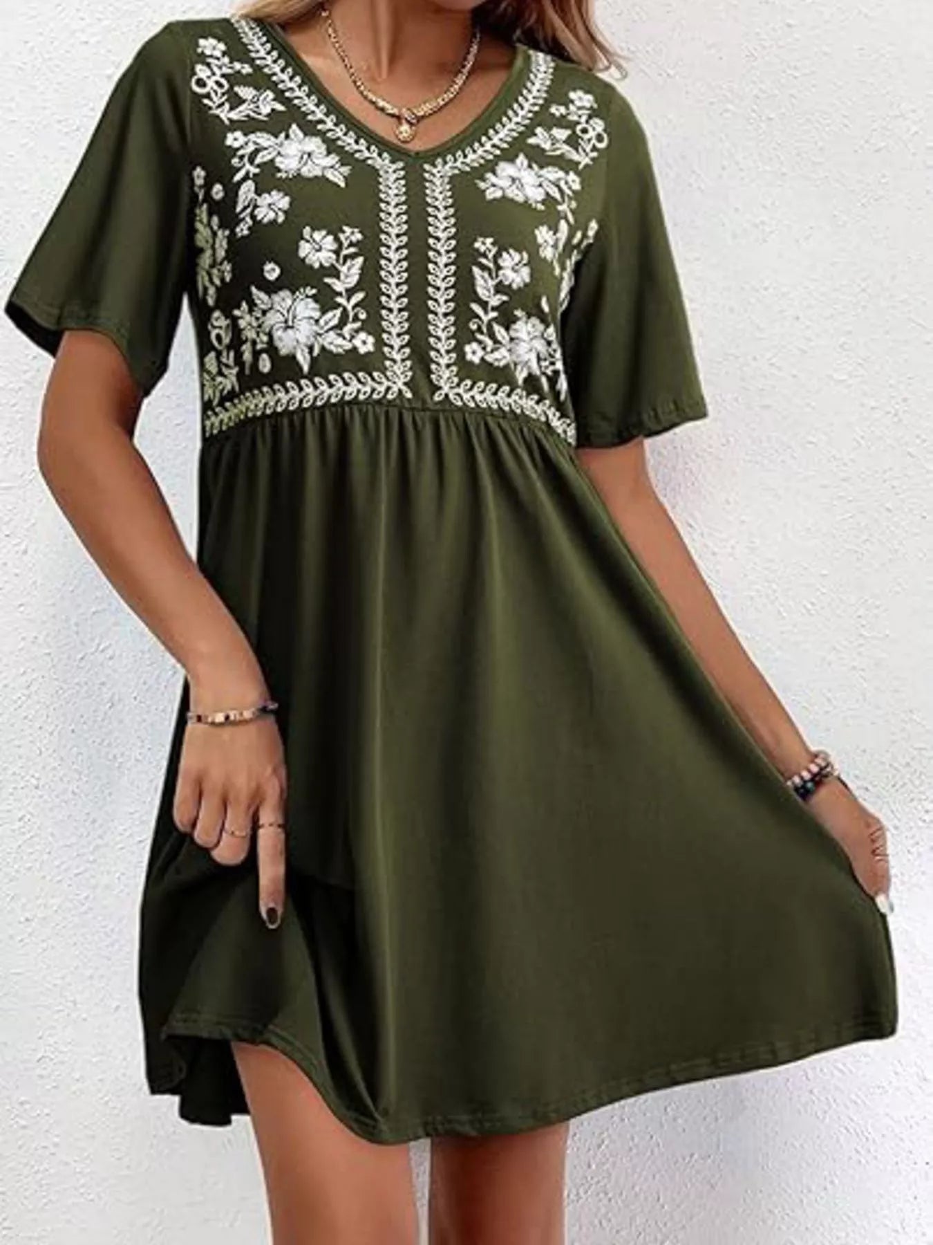 Floral V-Neck Mini Dress