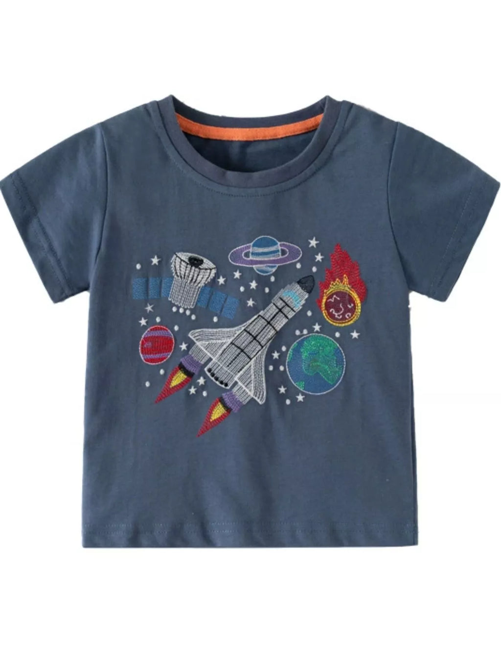 Children's Space Adventure Graphic T-Shirt in Dark Grey