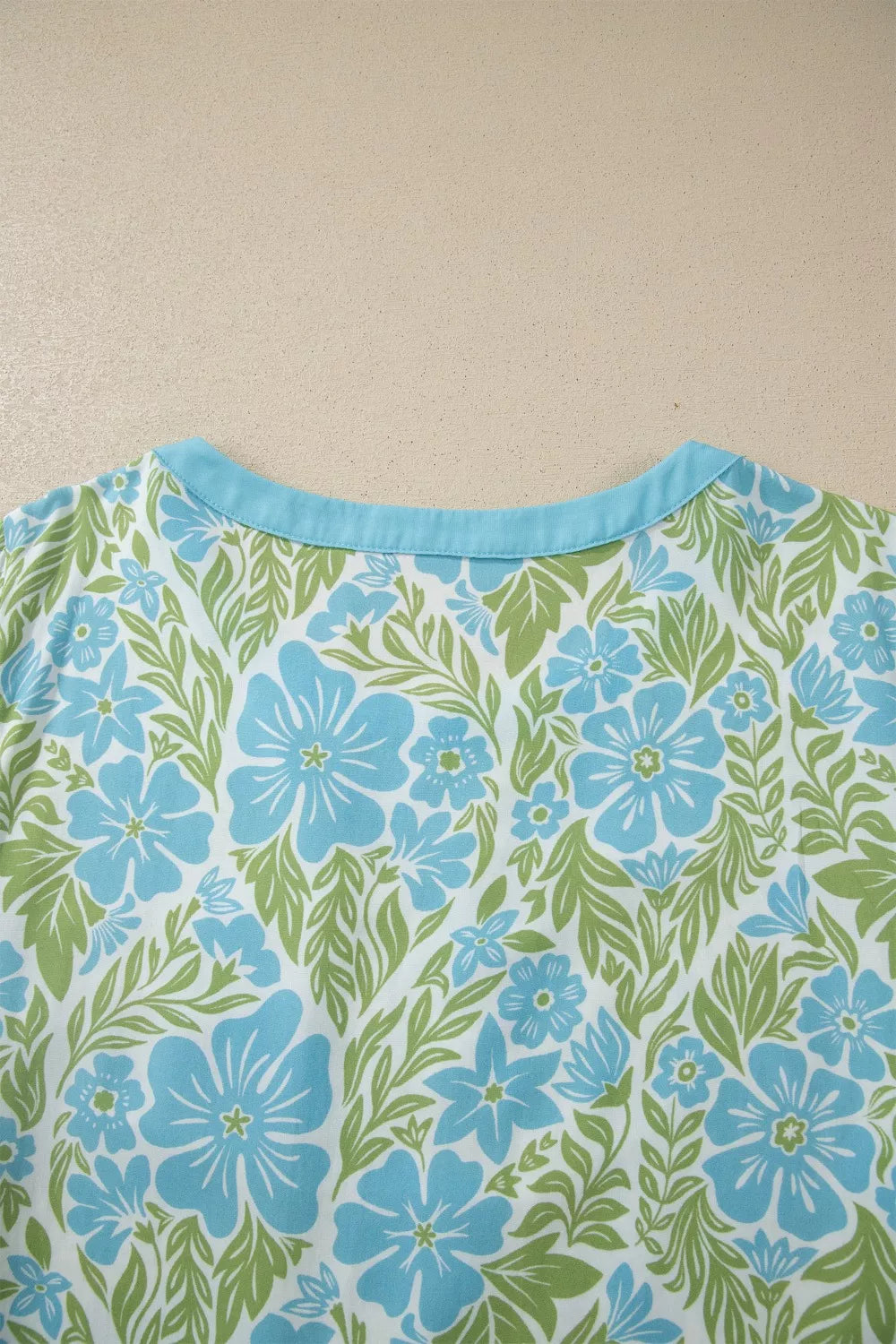 Floral Print Ruffled Color Block Blouse with Half Sleeves