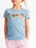 Children's Blue Short Sleeve T-Shirt with Puppy Graphic Print