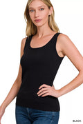 Black Scoop Neck Tank Top Soft Essential Basic Camisole