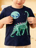 Boys Navy Blue Dinosaur Graphic Crew Neck Cotton T-Shirt
