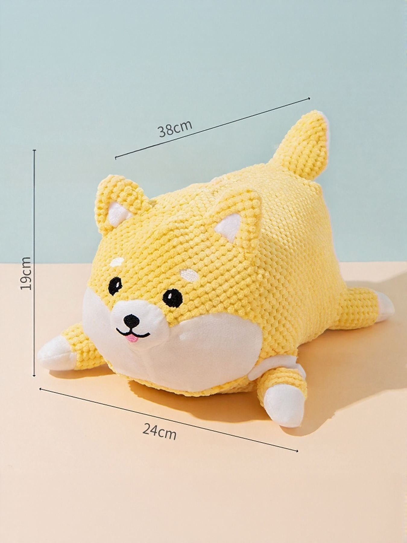 Yellow Textured Squeaky Plush Dog Toy for Engaging Playtime