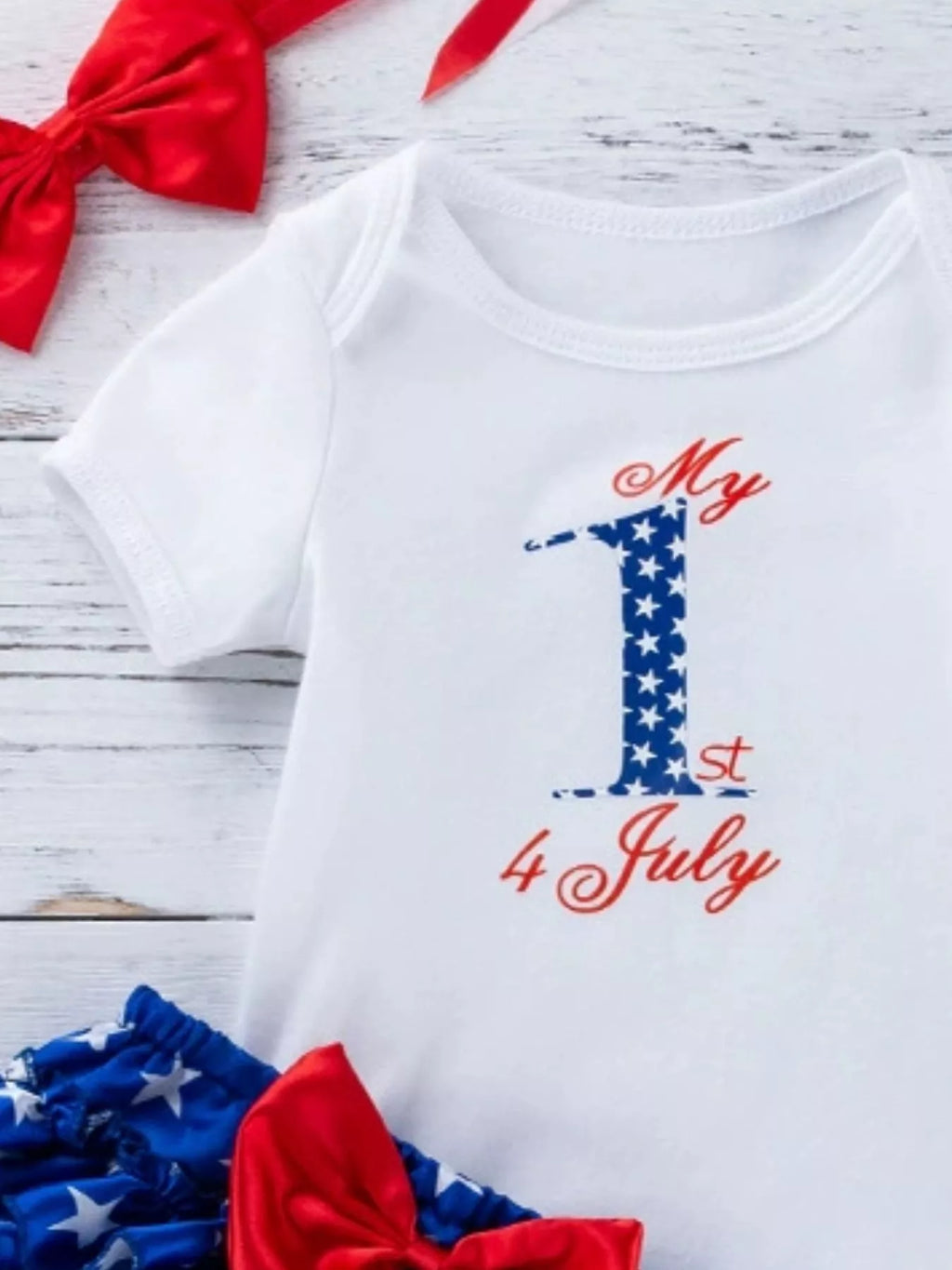 Baby Girls Patriotic Little Miss America 2-Piece Bodysuit Set