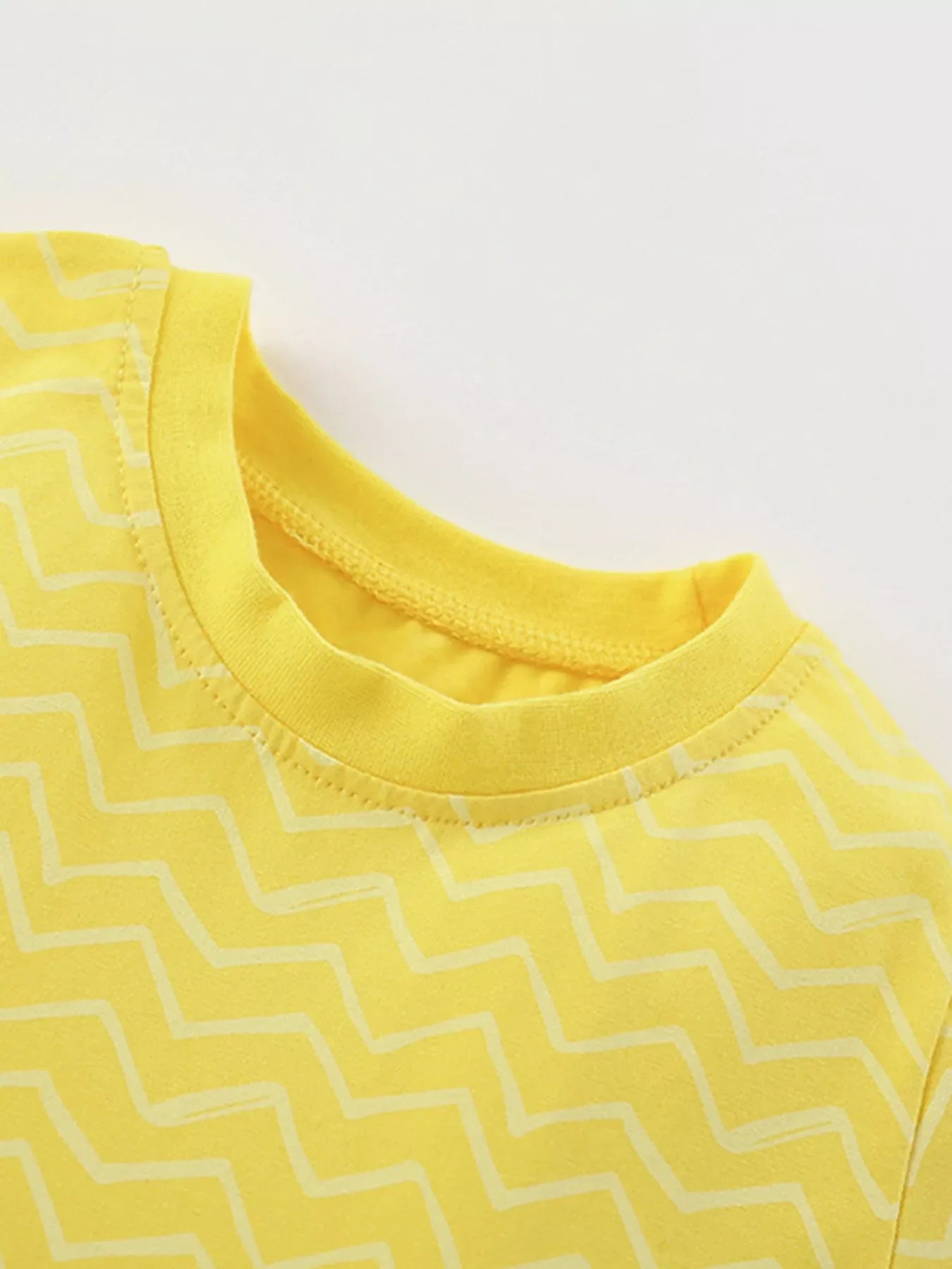 Yellow Chevron Stripe Dress with Cute Flower Applique for Girls