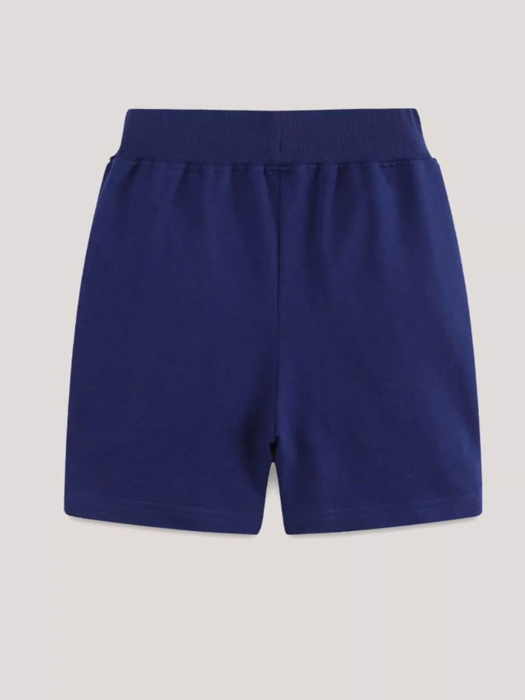 Boys Navy Construction Vehicle Embroidered Shorts with Drawstring
