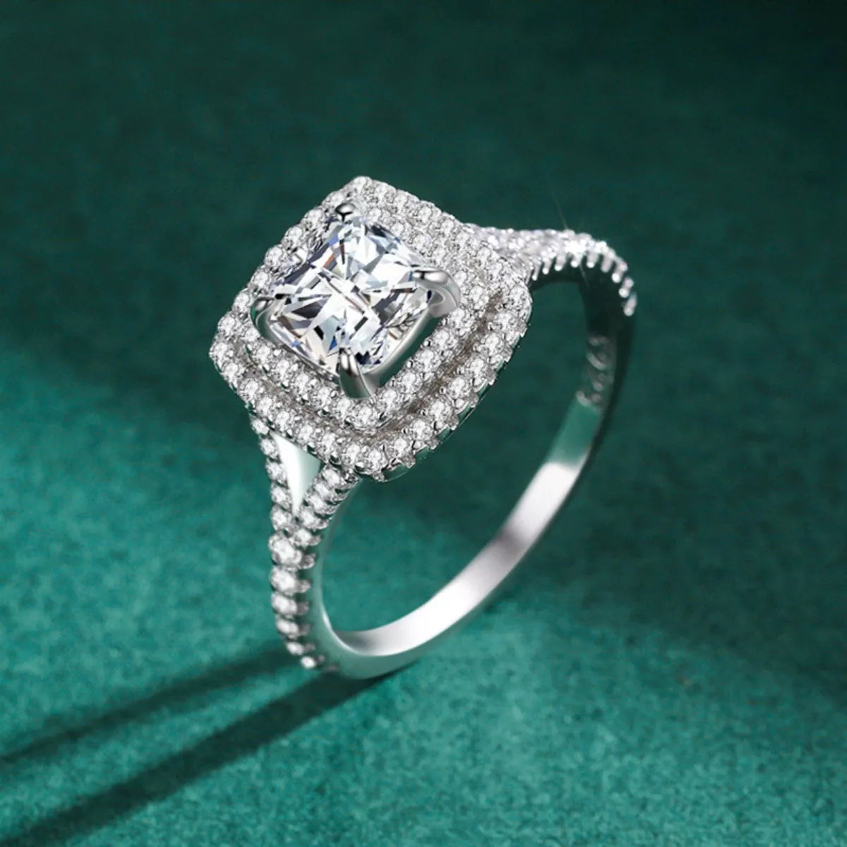 5 Carat Moissanite Cushion Cut Adjustable Silver-Tone Ring