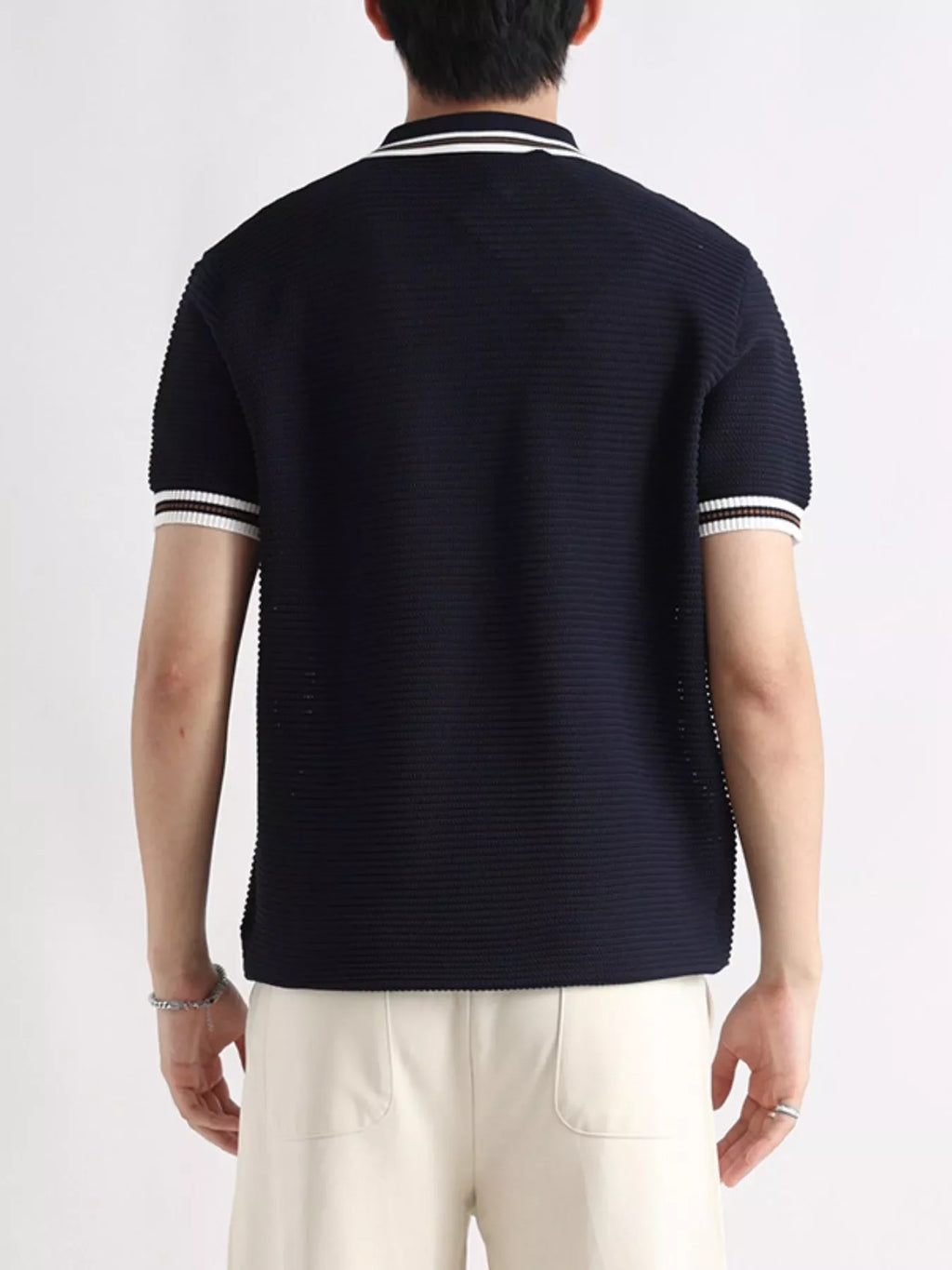 Men's Plus Size Striped Short Sleeve Polo