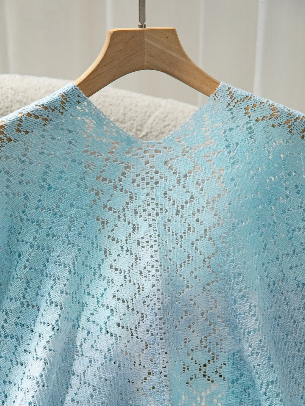 Openwork Tassel Gradient Knit Cover Up