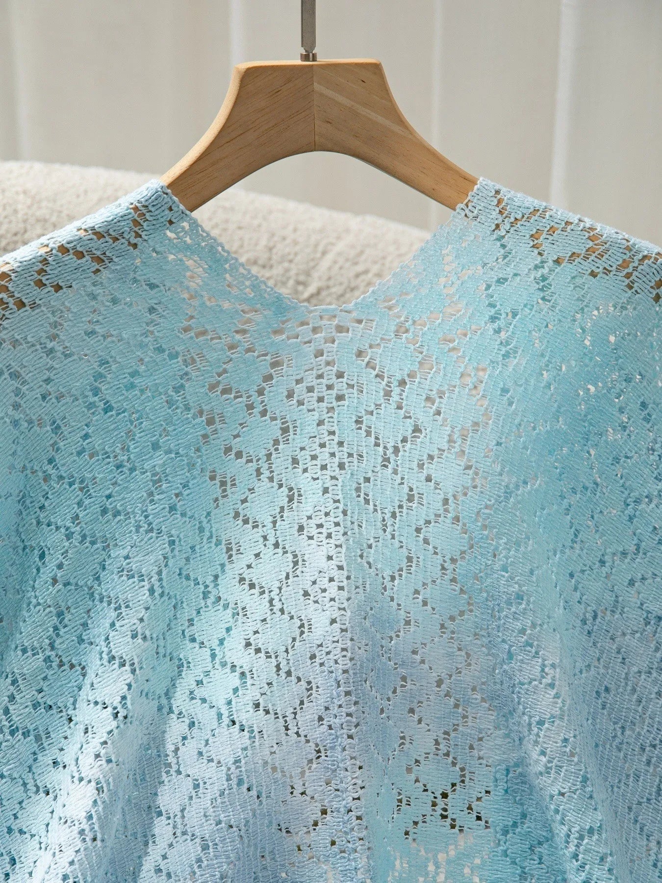 Openwork Tassel Gradient Knit Cover Up