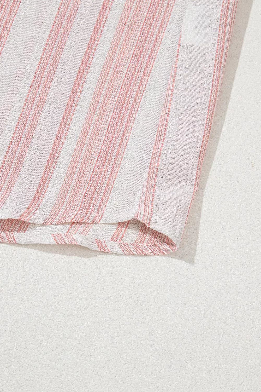Women Striped Button Detail Short Sleeve Blouse Casual Shirt