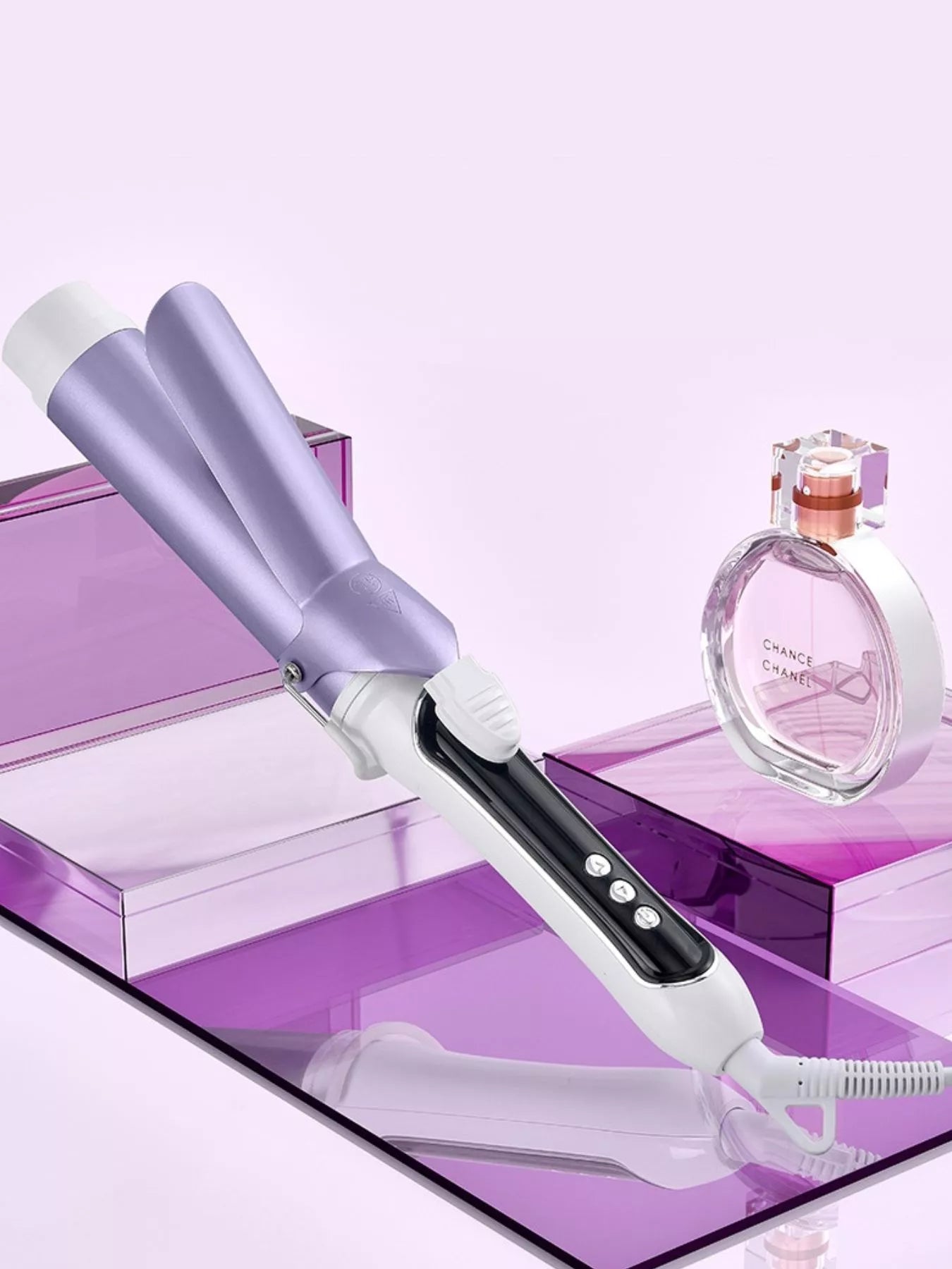 Purple Ceramic Rotating Curling Iron with Constant Temperature