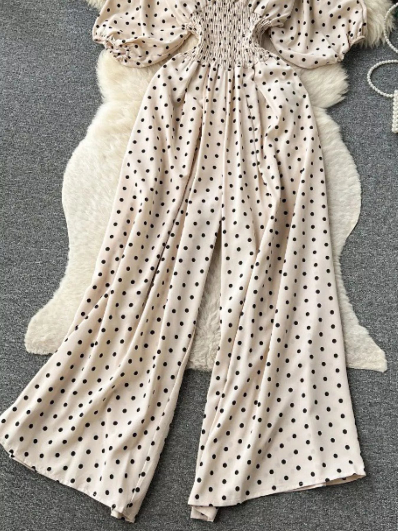 Yellow Floral Print Smocked V-Neck Wide Leg Jumpsuit