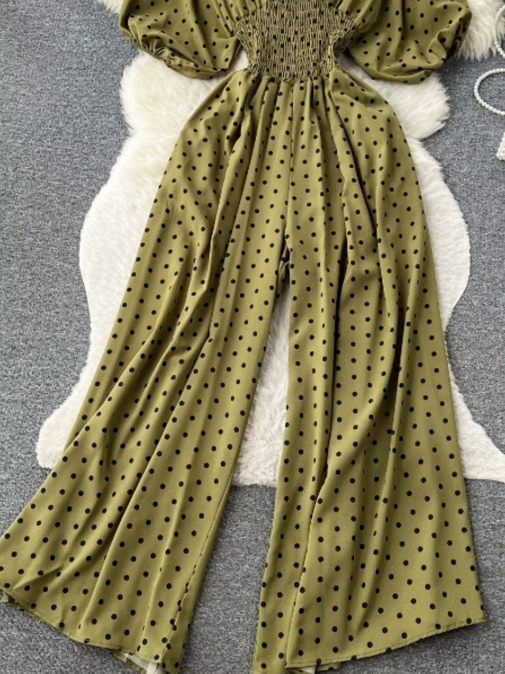 Yellow Floral Print Smocked V-Neck Wide Leg Jumpsuit
