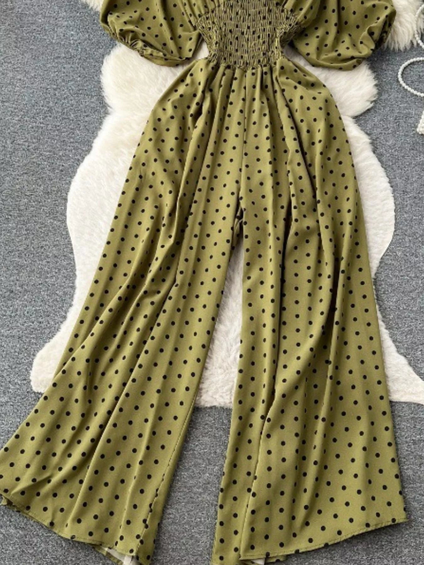 Yellow Floral Print Smocked V-Neck Wide Leg Jumpsuit