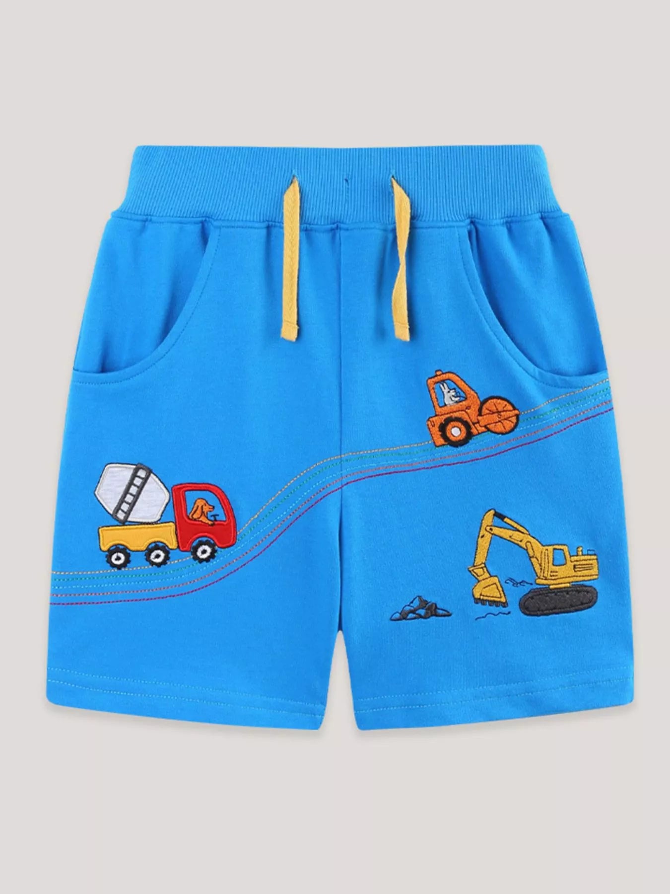 Children's Construction Vehicle Embroidered Shorts