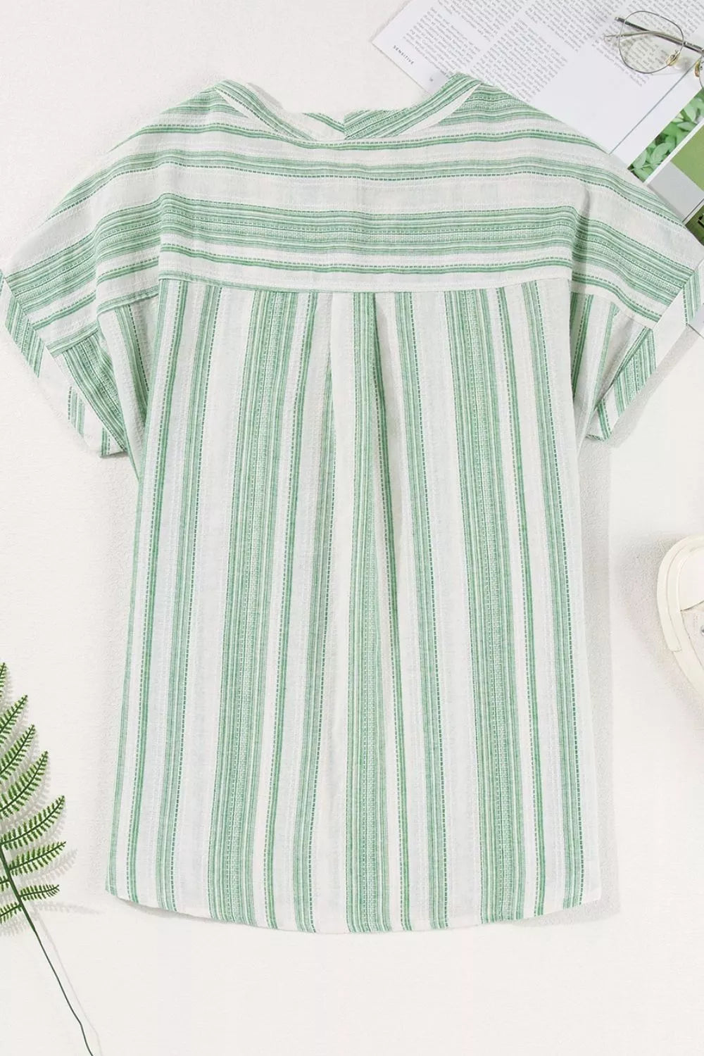 Women's Breathable Gauze Half Button Short Sleeve Casual Blouse