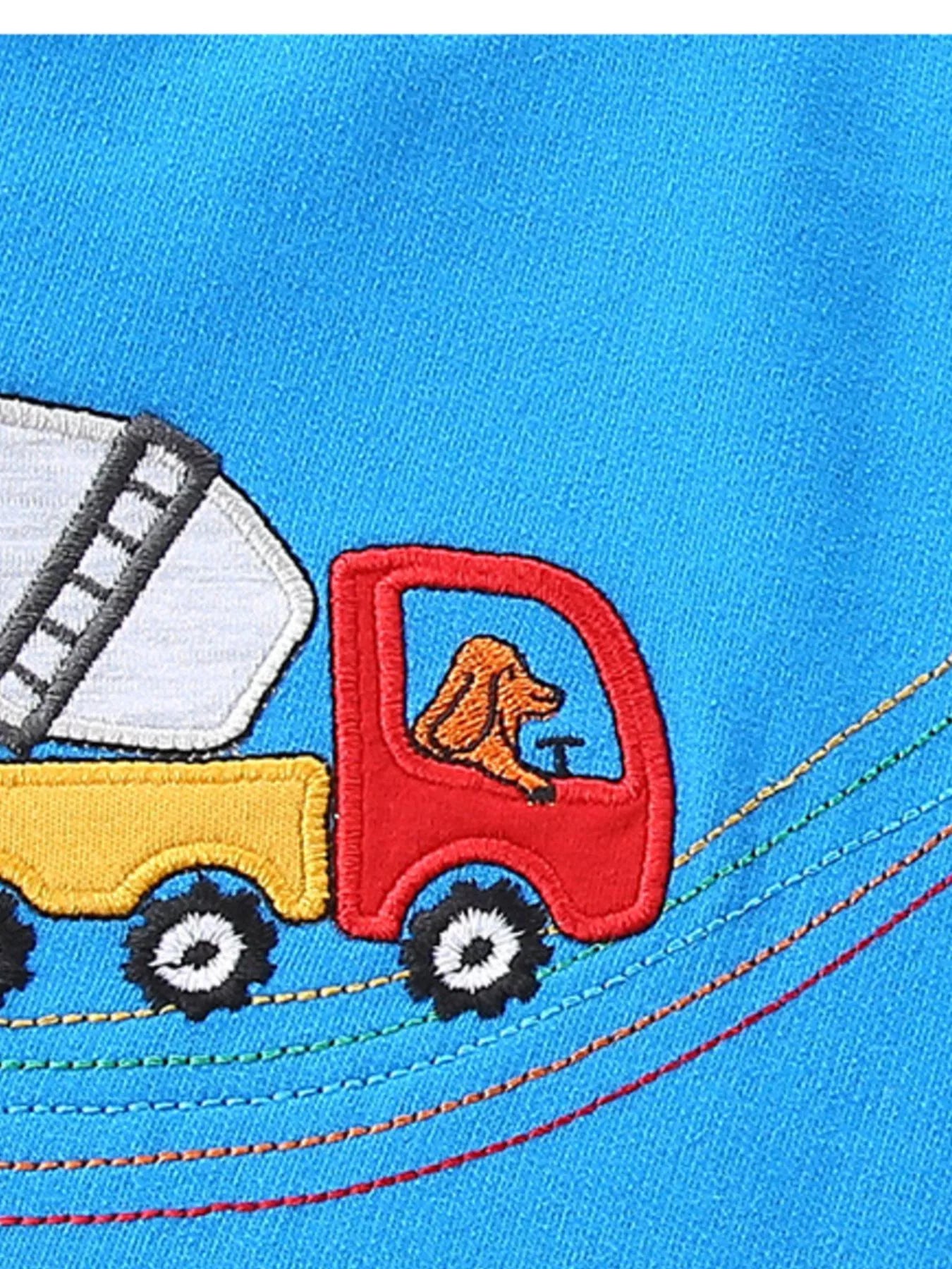 Children's Construction Vehicle Embroidered Shorts