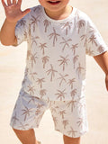 Children's Tropical Palm Print Two-Piece Cotton Outfit Set