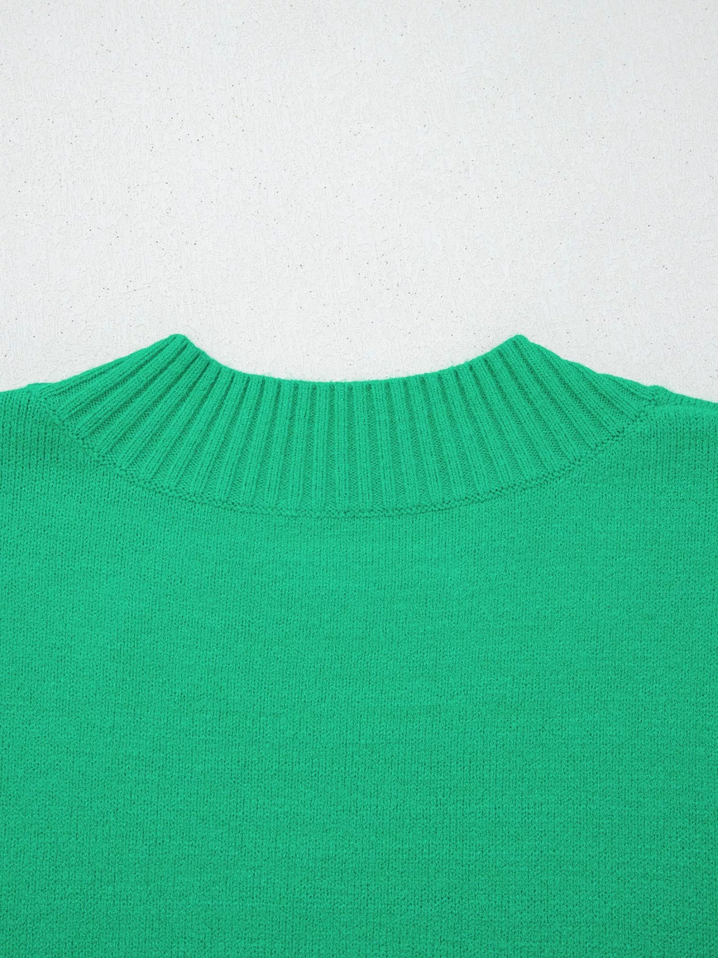 Blue Ribbed Knit Short Sleeve Sweater with Ruffle Trim