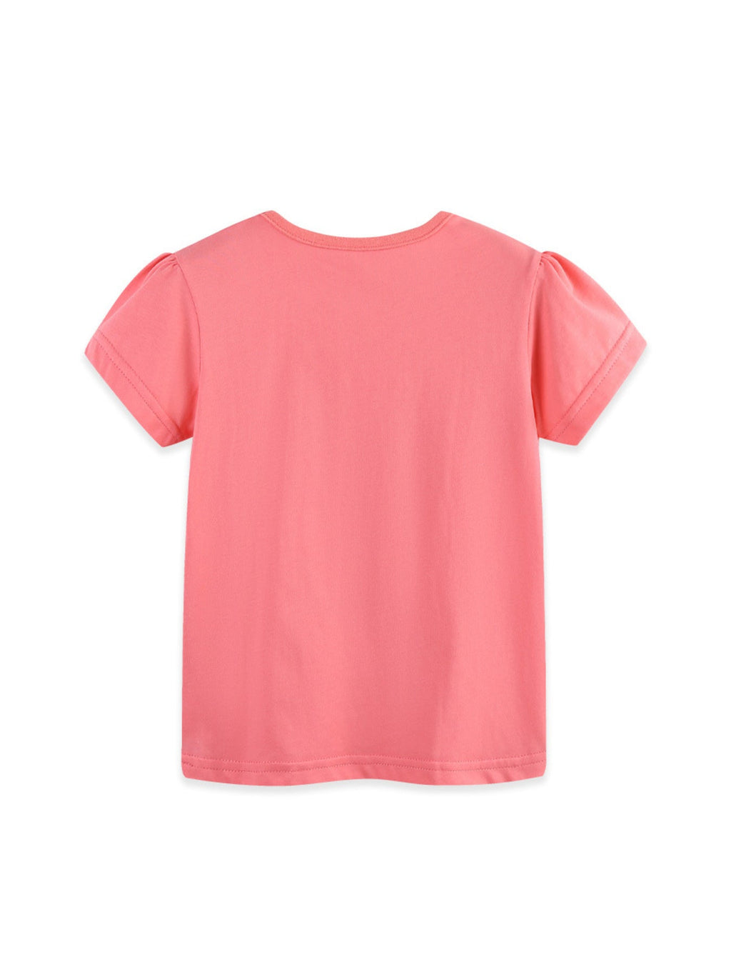 Girls Pink Fairy Print Cotton Short Sleeve T-Shirt