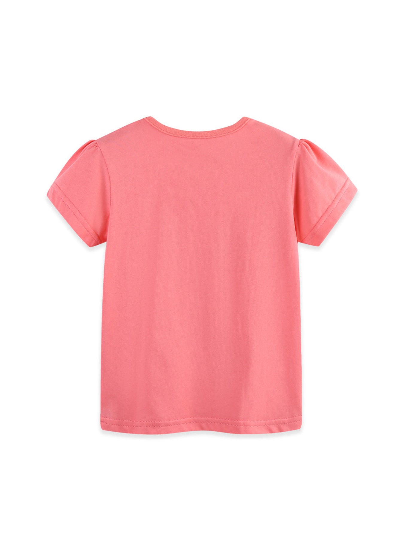 Girls Pink Fairy Print Cotton Short Sleeve T-Shirt