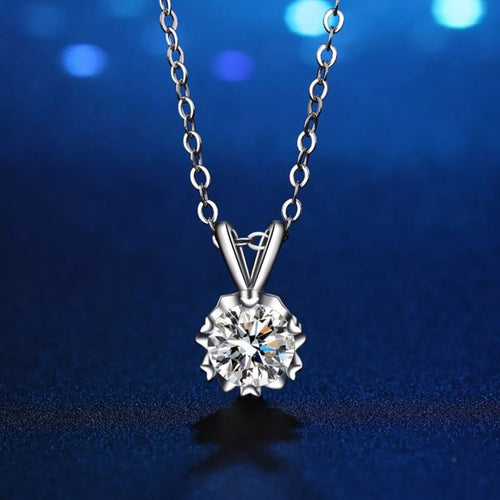 1 Carat Moissanite 925 Sterling Silver Pendant Necklace