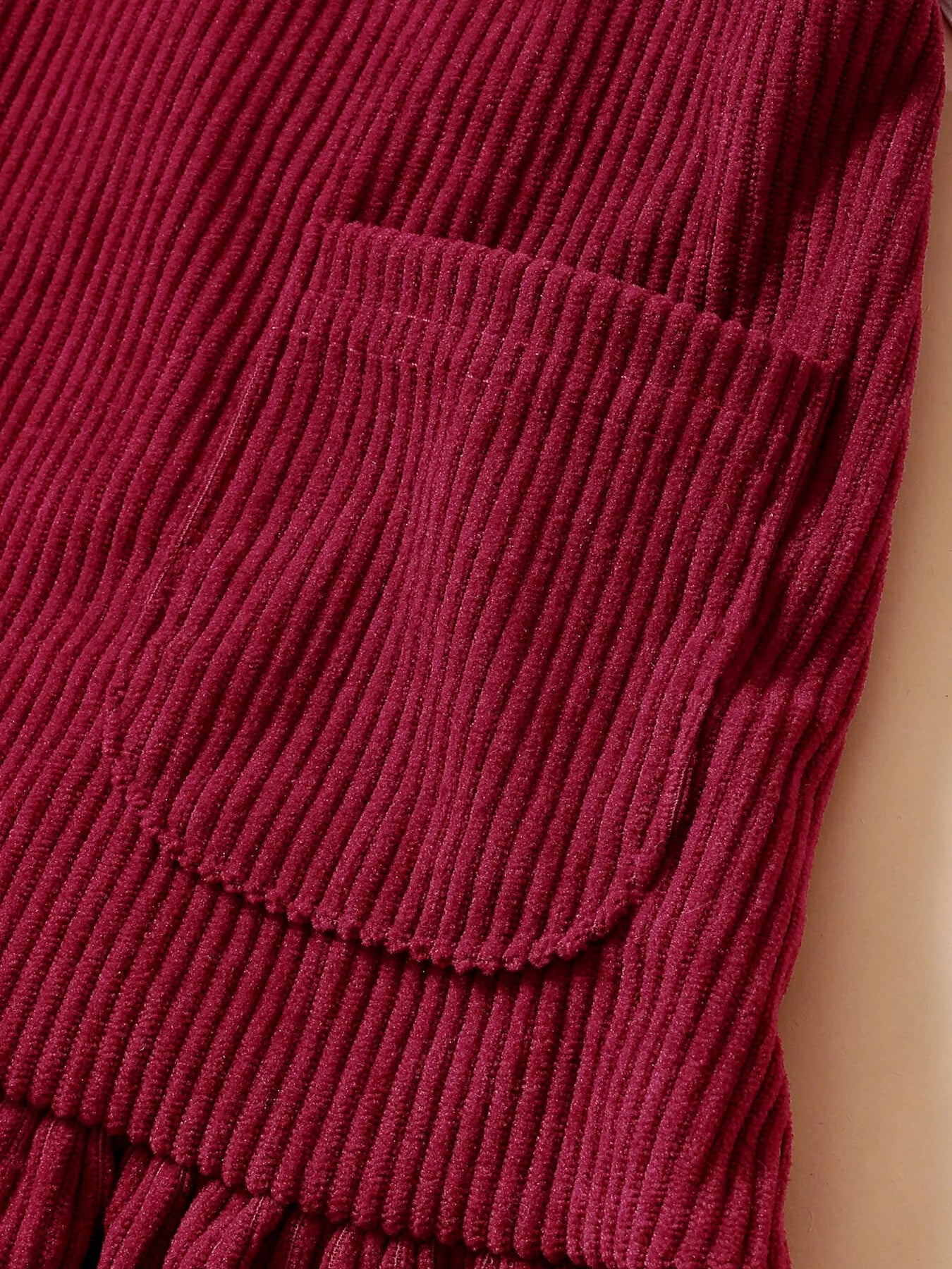 Wine Red Cherry Print Bodysuit & Corduroy Dress Set