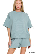 Zenana Ribbed Tee & Shorts Set - Casual Outfit