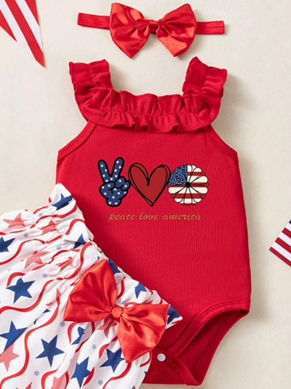 Baby Girls 3-Piece Patriotic First July Outfit Set