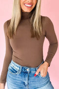 Women Slim Fit High Neck Long Sleeve Basic Layering Top