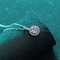 2 Carat Round Moissanite Halo Pendant Necklace Sterling Silver