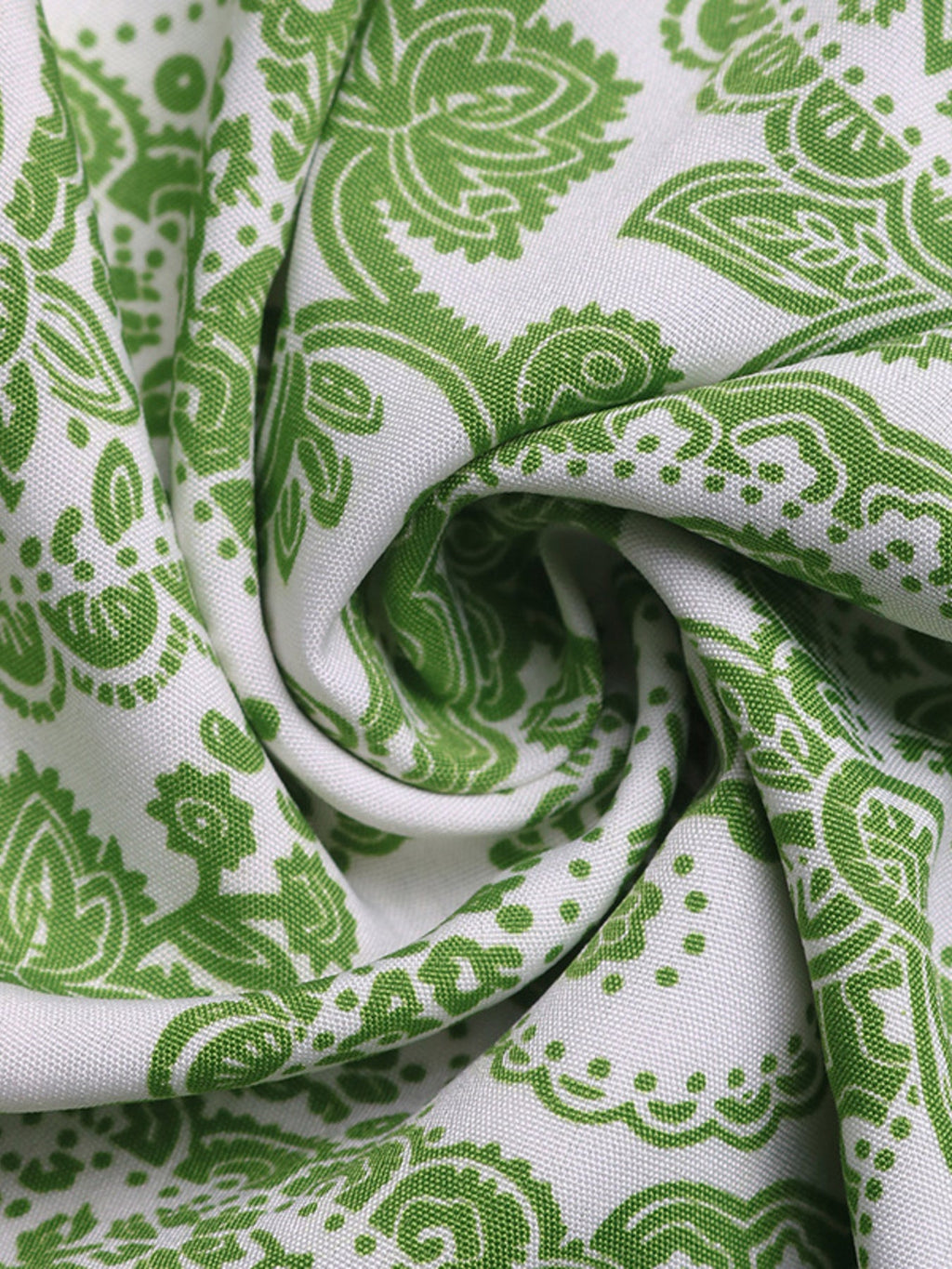 Women's Flowy Green & White Paisley Print Smocked Maxi Skirt