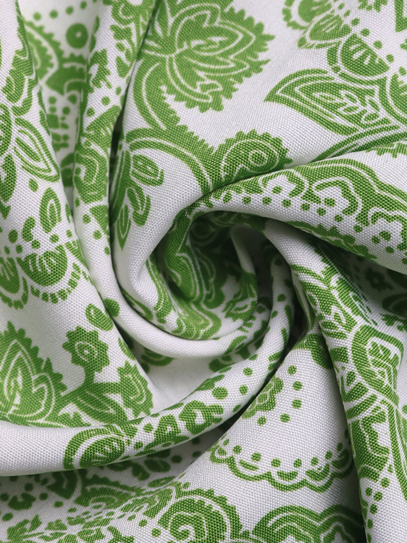 Women's Flowy Green & White Paisley Print Smocked Maxi Skirt