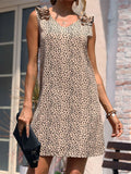 Sleeveless Leopard Print Frill Detail Mini Dress