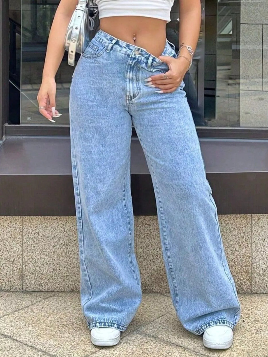 Wide Leg Wash Jeans | High Rise Light Blue Denim