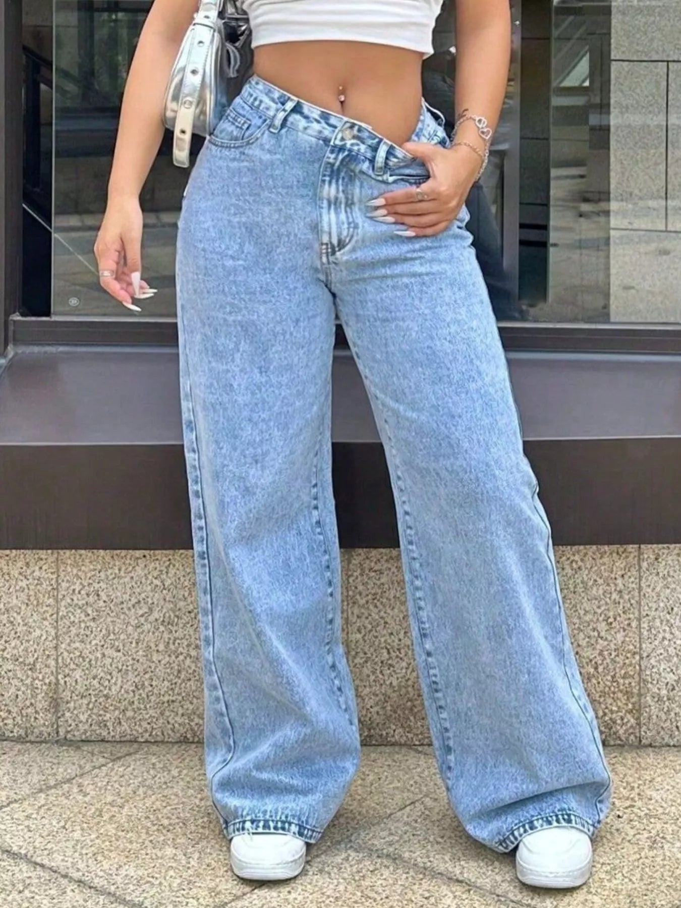 Wide Leg Wash Jeans | High Rise Light Blue Denim