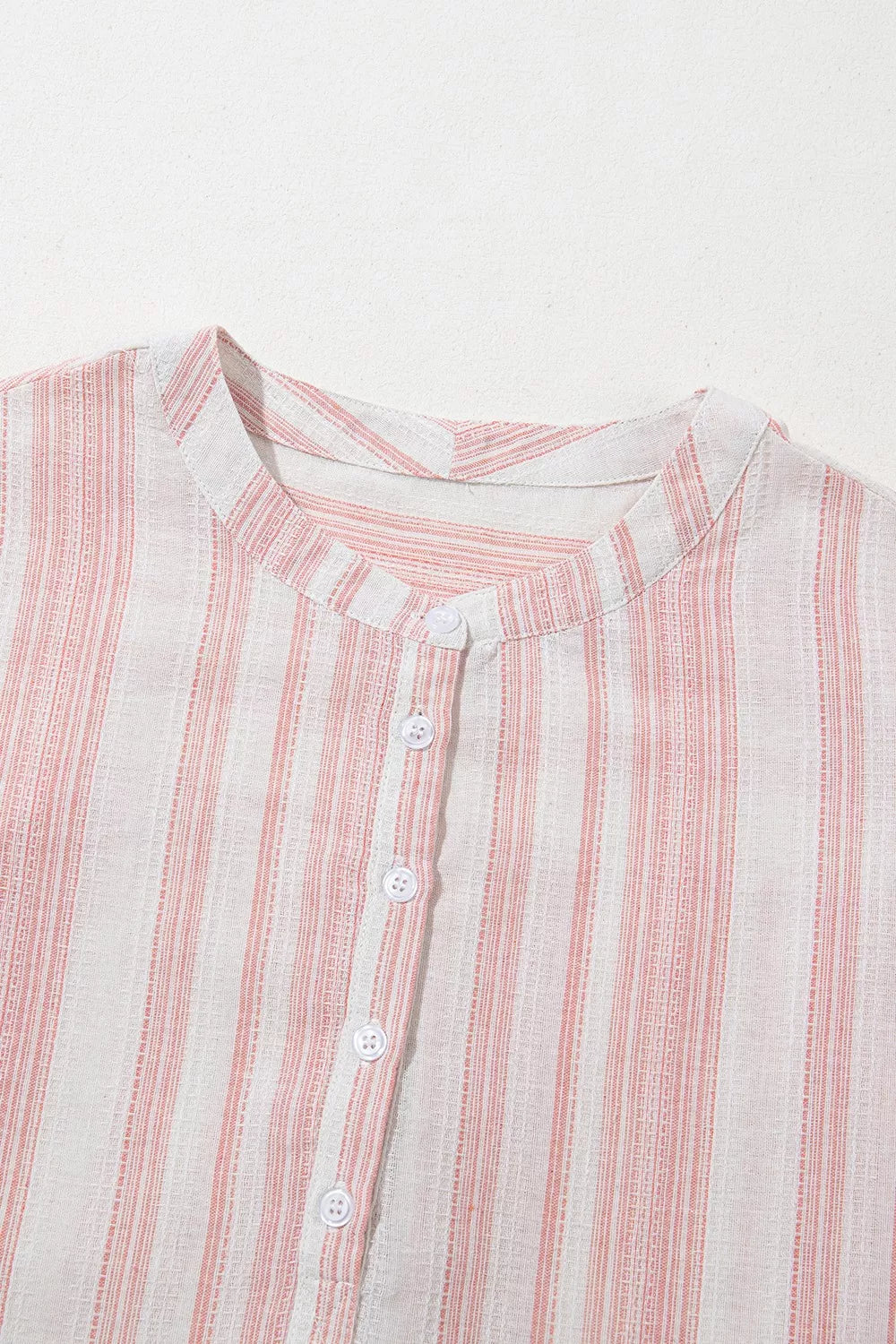 Women Striped Button Detail Short Sleeve Blouse Casual Shirt