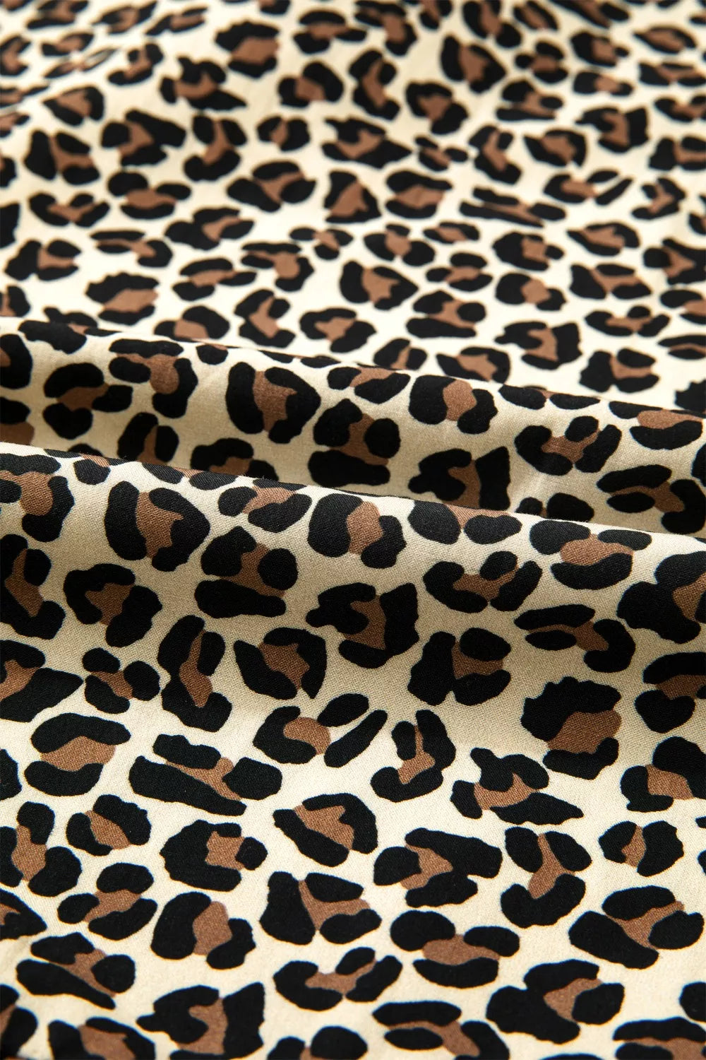 Leopard Print V-Neck Ruffle Trim Mini Dress with Bracelet Sleeves